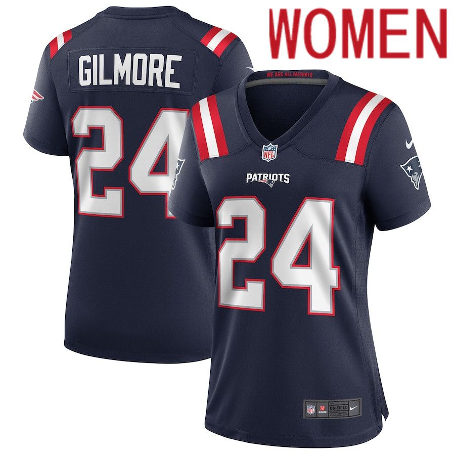 Women New England Patriots #24 Stephon Gilmore Nike Navy Game NFL Jersey->women nfl jersey->Women Jersey